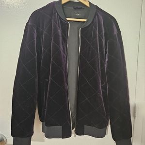 Zara men purple velvet bumber jacket
